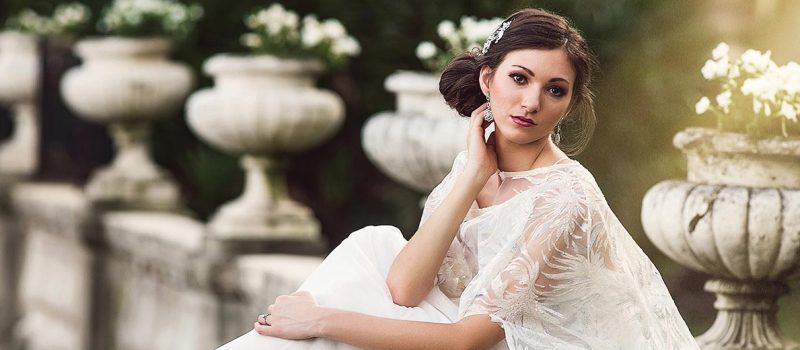 Wedding fashion with flowing cape